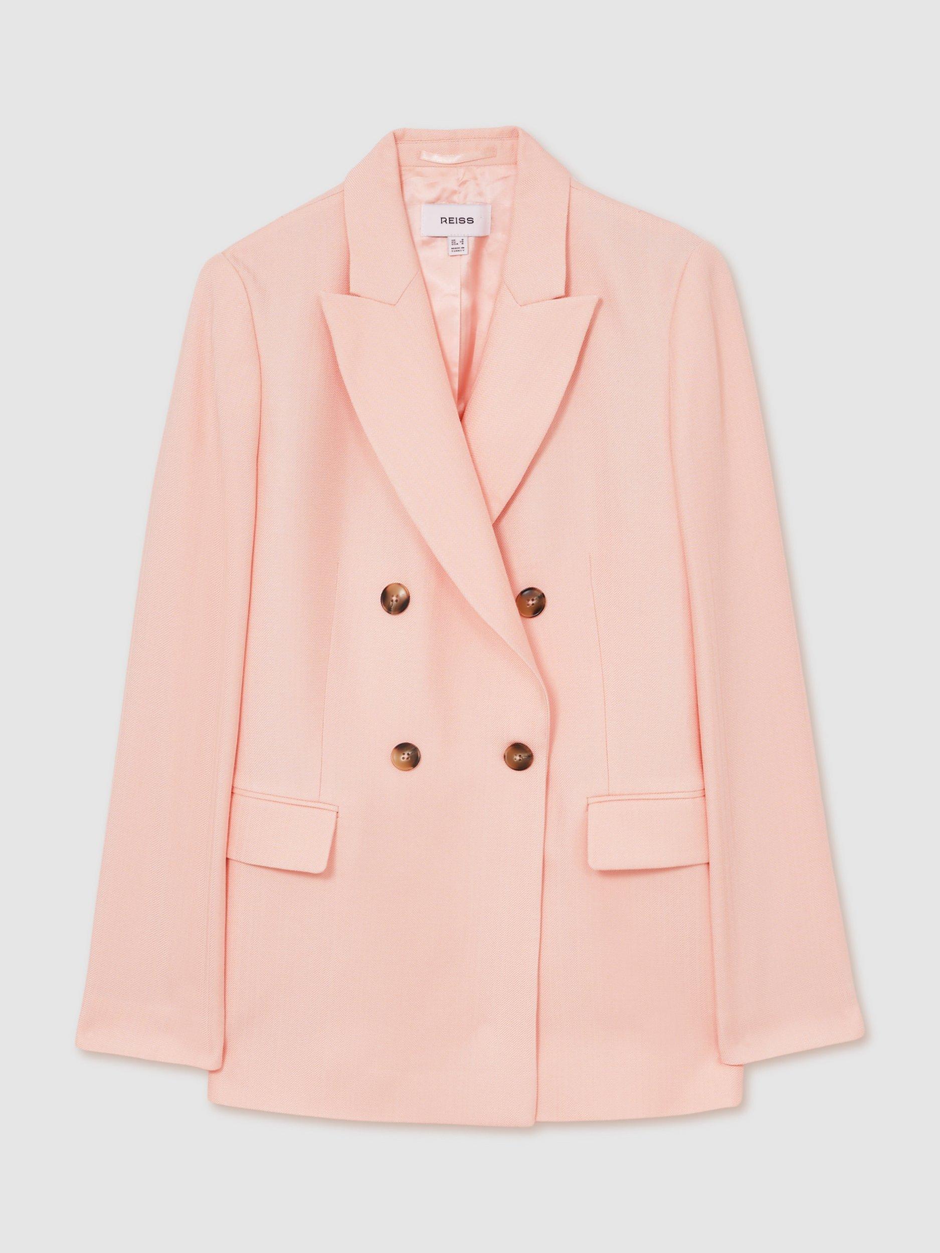 Product image 3 of 5, which shows Reiss Magda Oversized Double-Breasted Blazer, Pink, 10