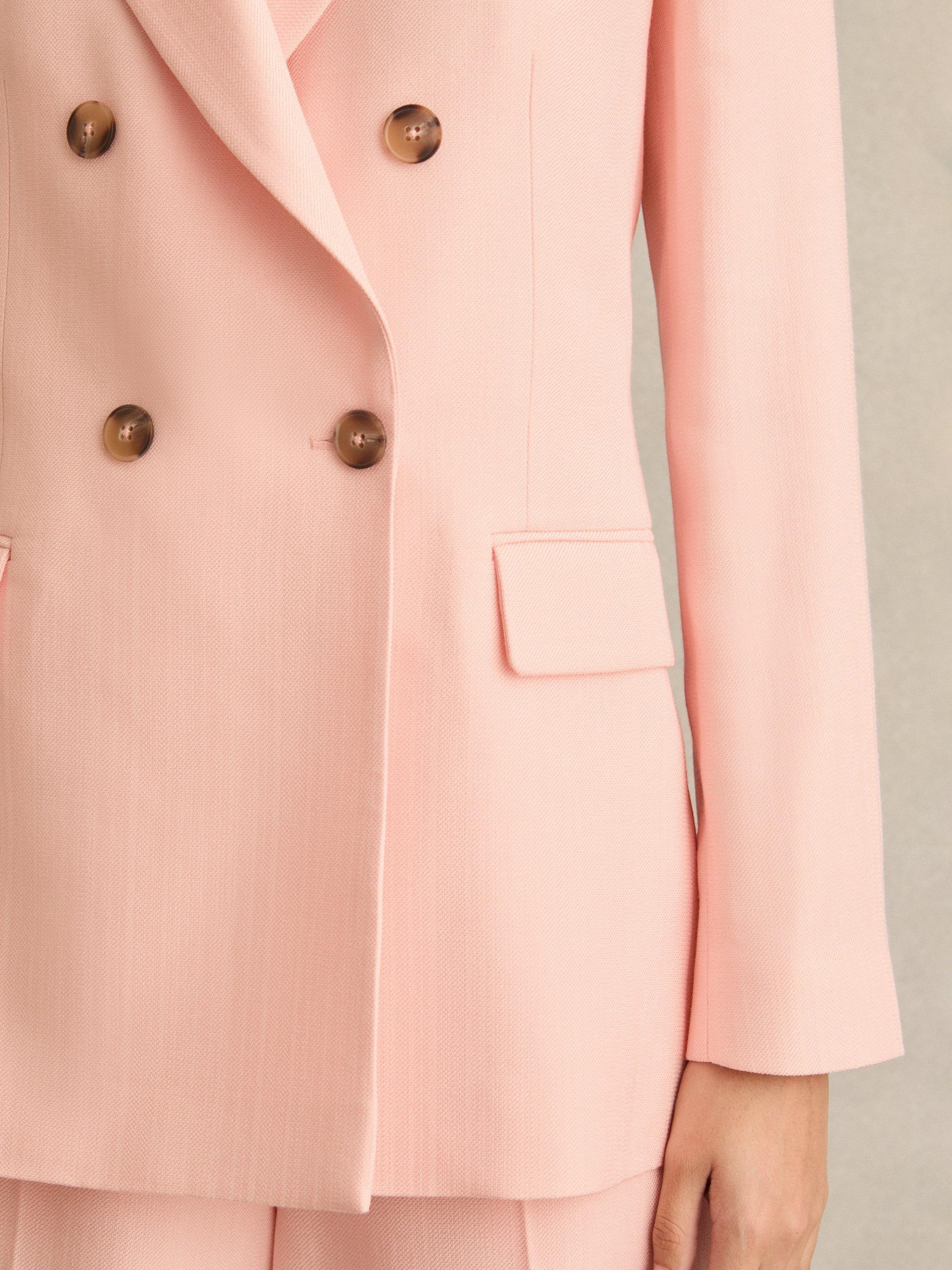 Product image 5 of 5, which shows Reiss Magda Oversized Double-Breasted Blazer, Pink, 10
