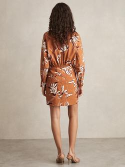 Reiss Valia Floral Mini Shirt Dress, Rust - view 2, Rust