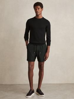 Reiss Newmark Textured Drawstring Shorts, Dark Green, Dark Green