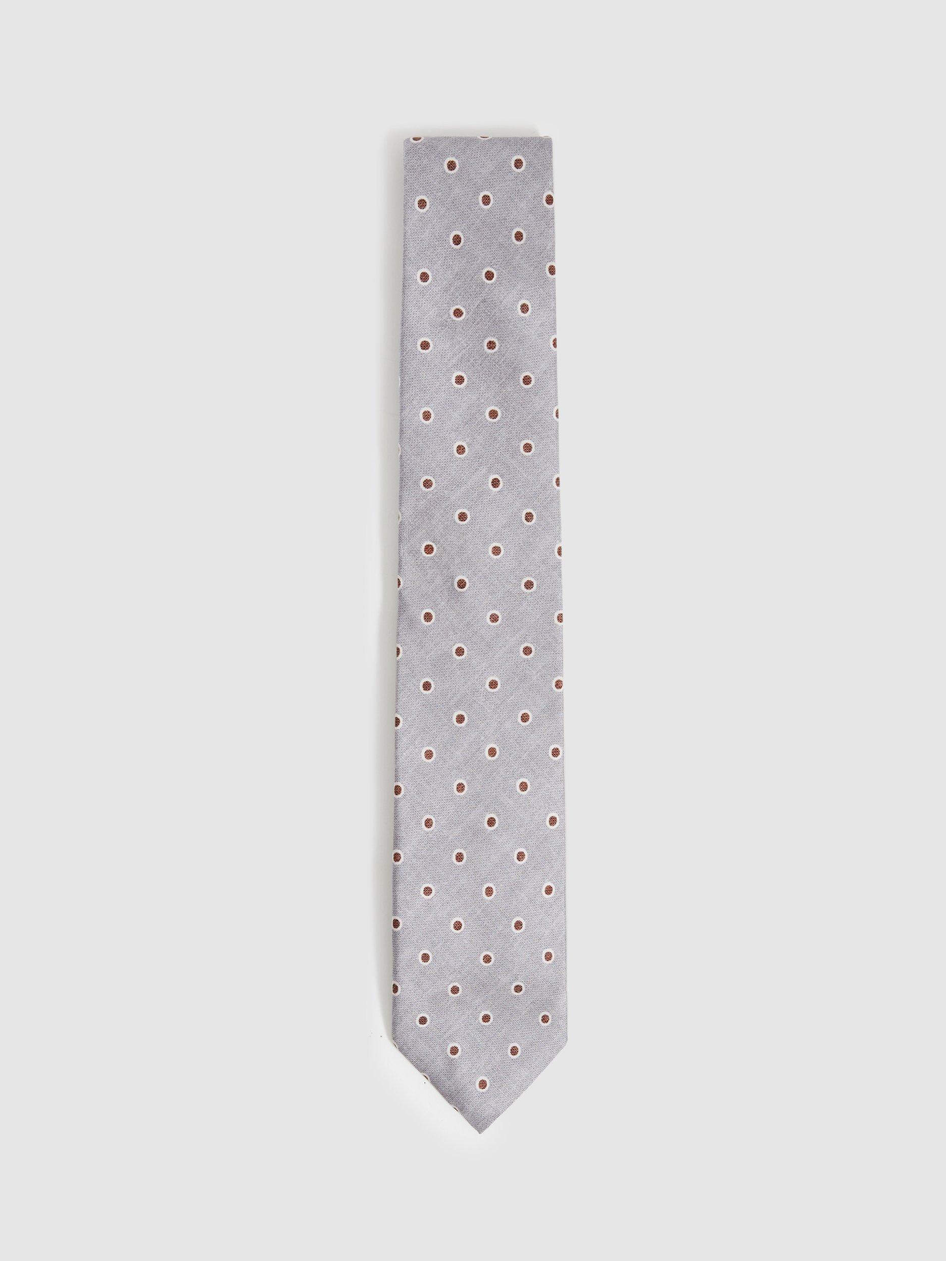 Reiss Graziano Silk Polka Dot Print Tie