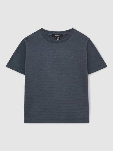 Reiss Kids' Leo Cotton Crew Neck T-Shirt, Airforce Blue
