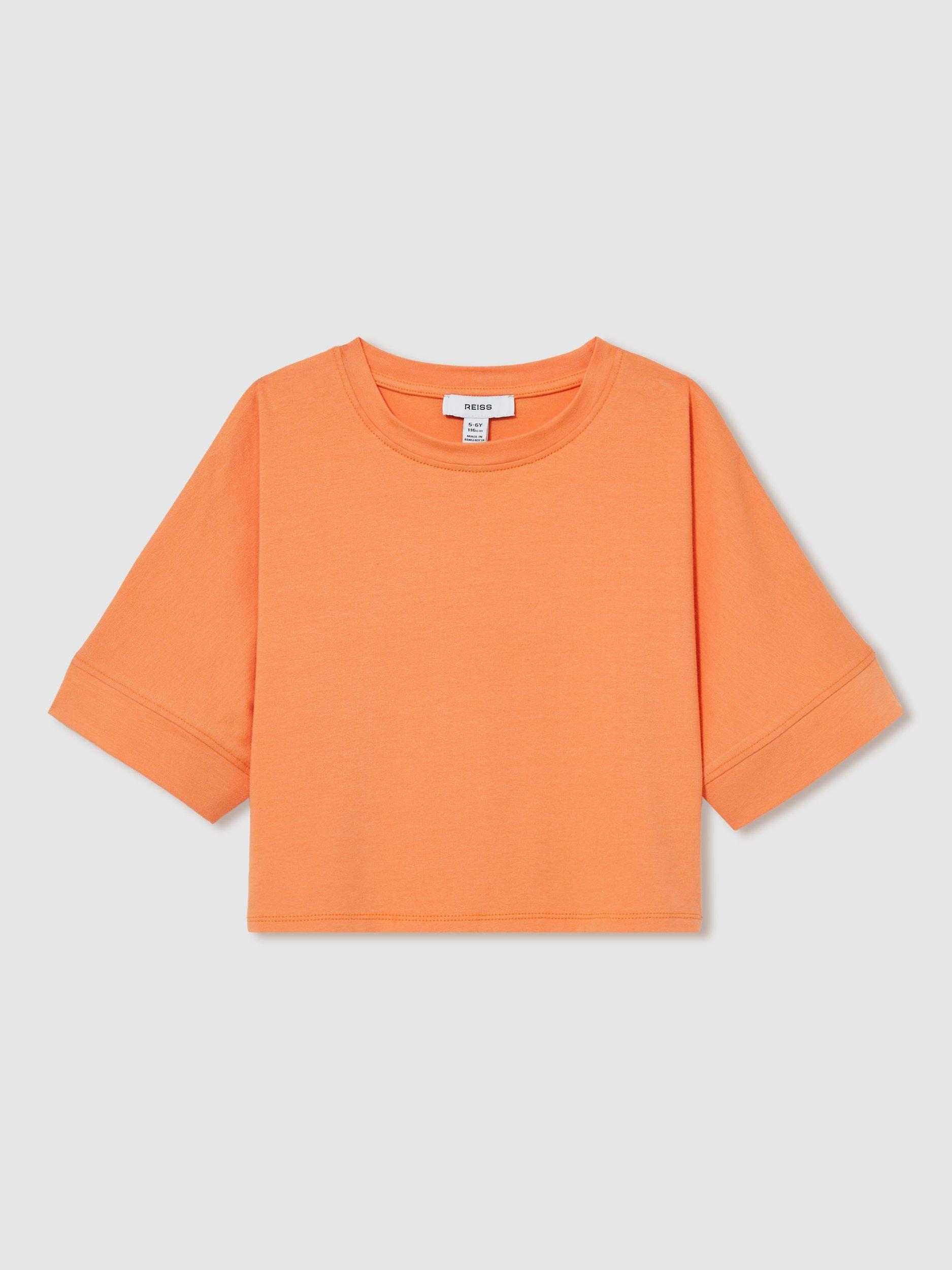 Reiss Kids' Lois Cotton Boxy Fit T-Shirt, Orange