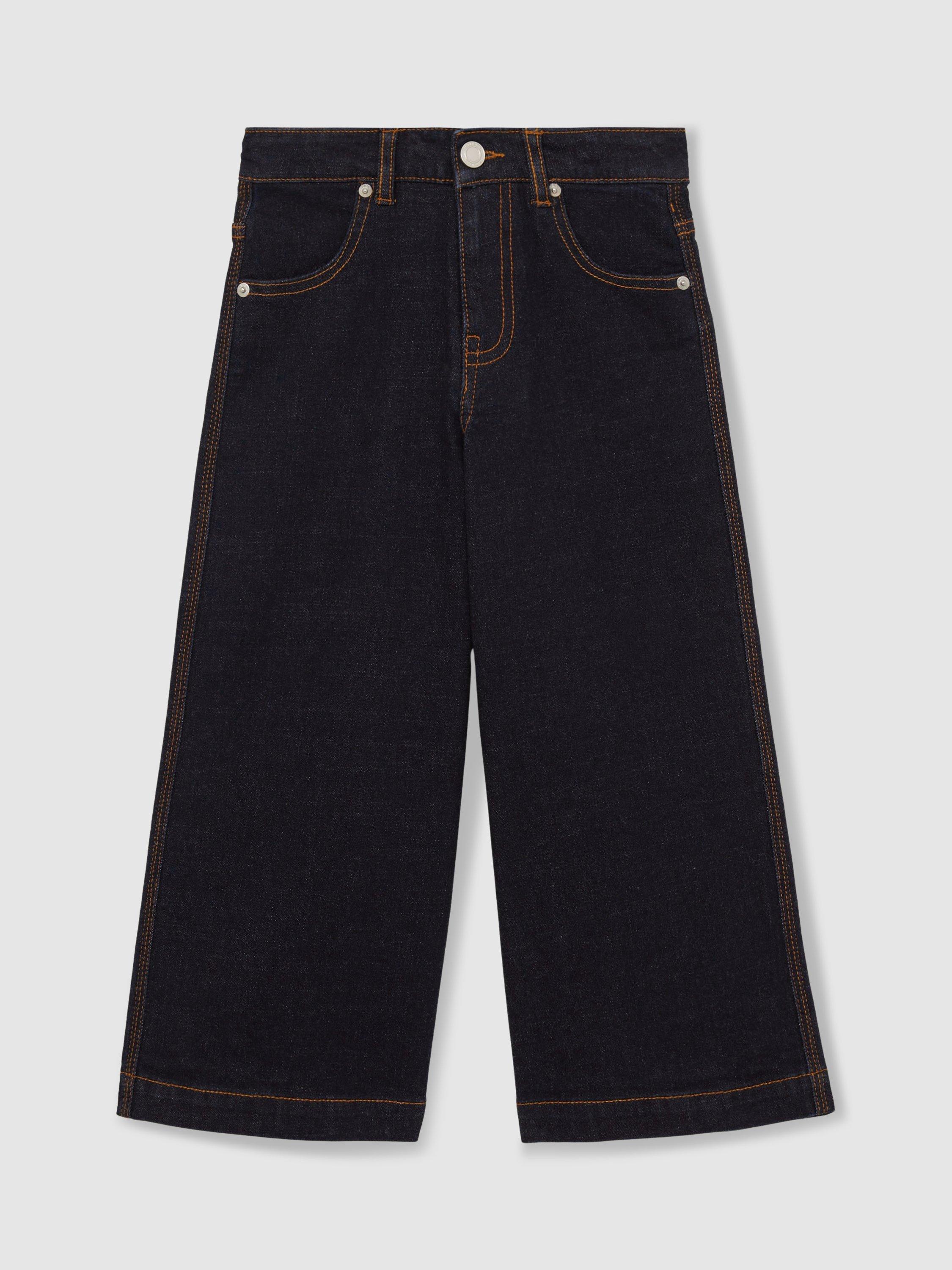 Product image 1 of 4, which shows Reiss Kids' Myrtle Wide Leg Jeans, Indigo, 4-5 years