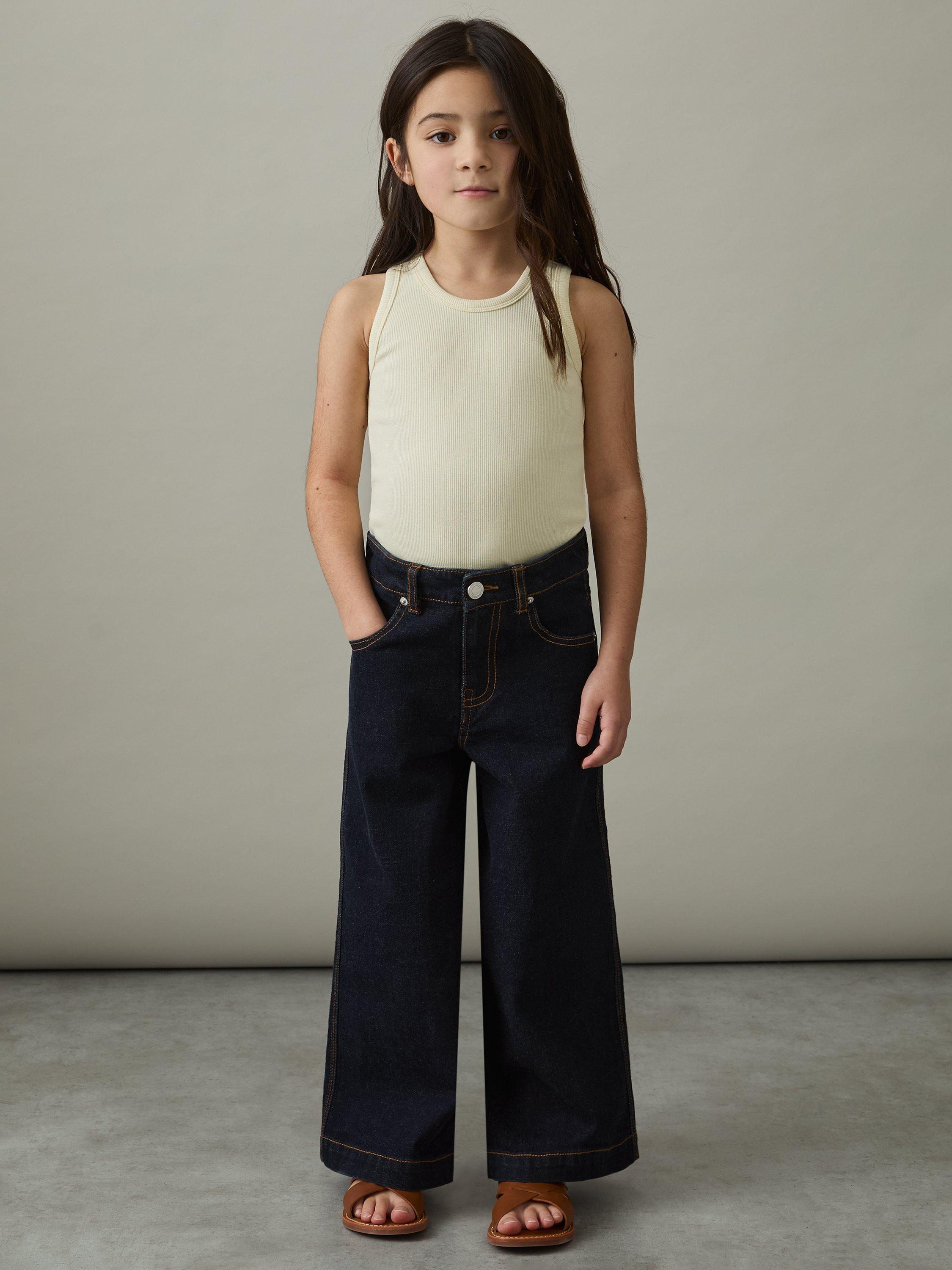 Product image 2 of 4, which shows Reiss Kids' Myrtle Wide Leg Jeans, Indigo, 4-5 years