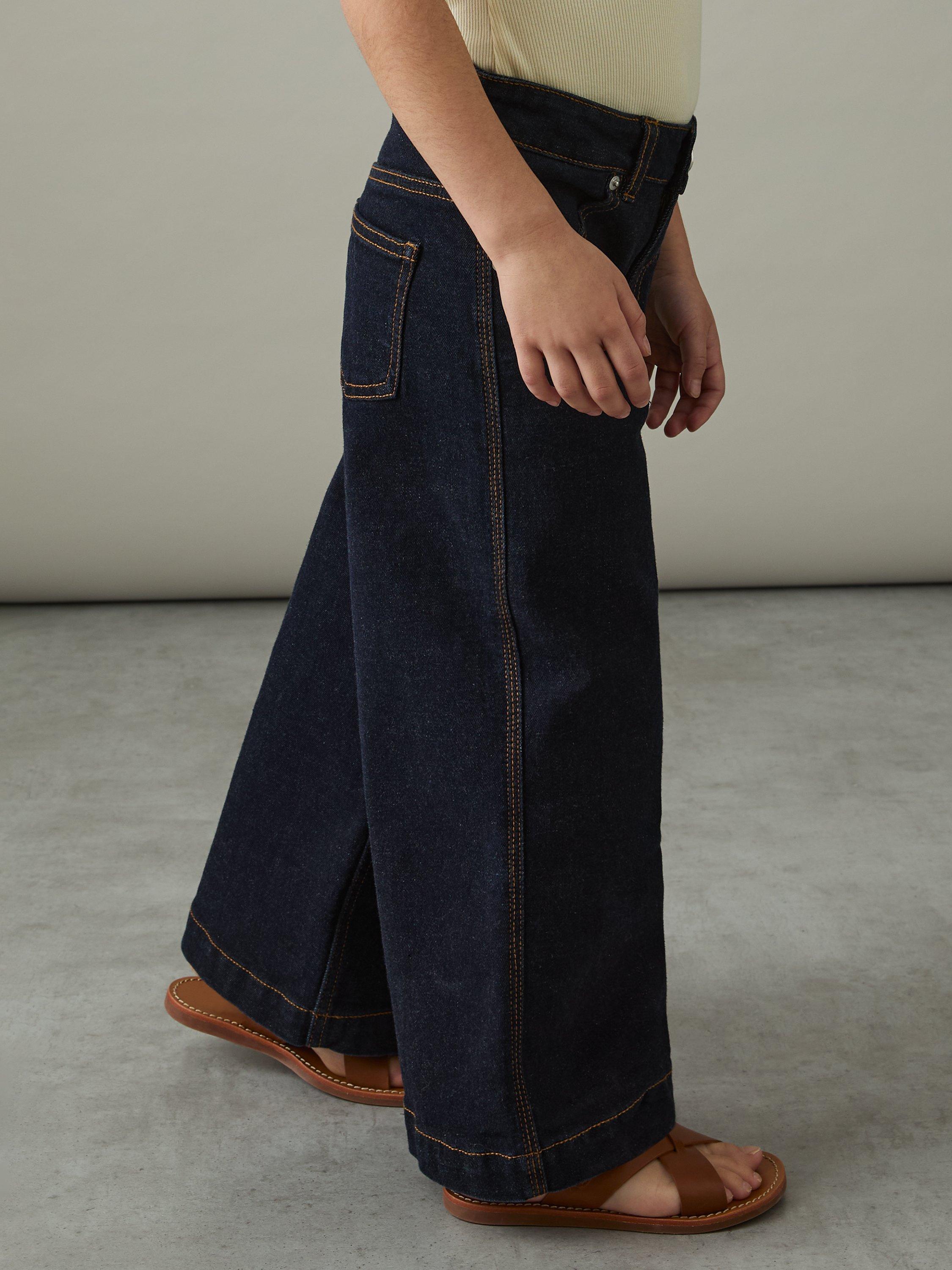 Product image 3 of 4, which shows Reiss Kids' Myrtle Wide Leg Jeans, Indigo, 4-5 years