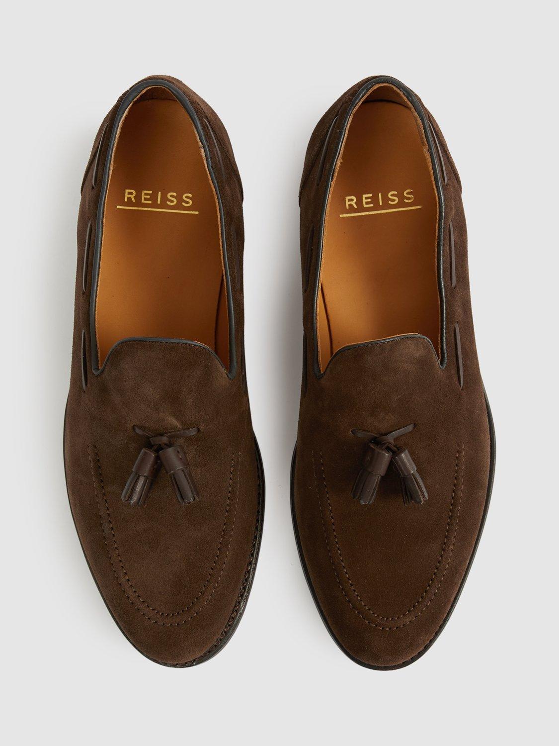Product image 4 of 5, which shows Reiss Clayton Tasseled Suede Loafers, Dark Brown, 7