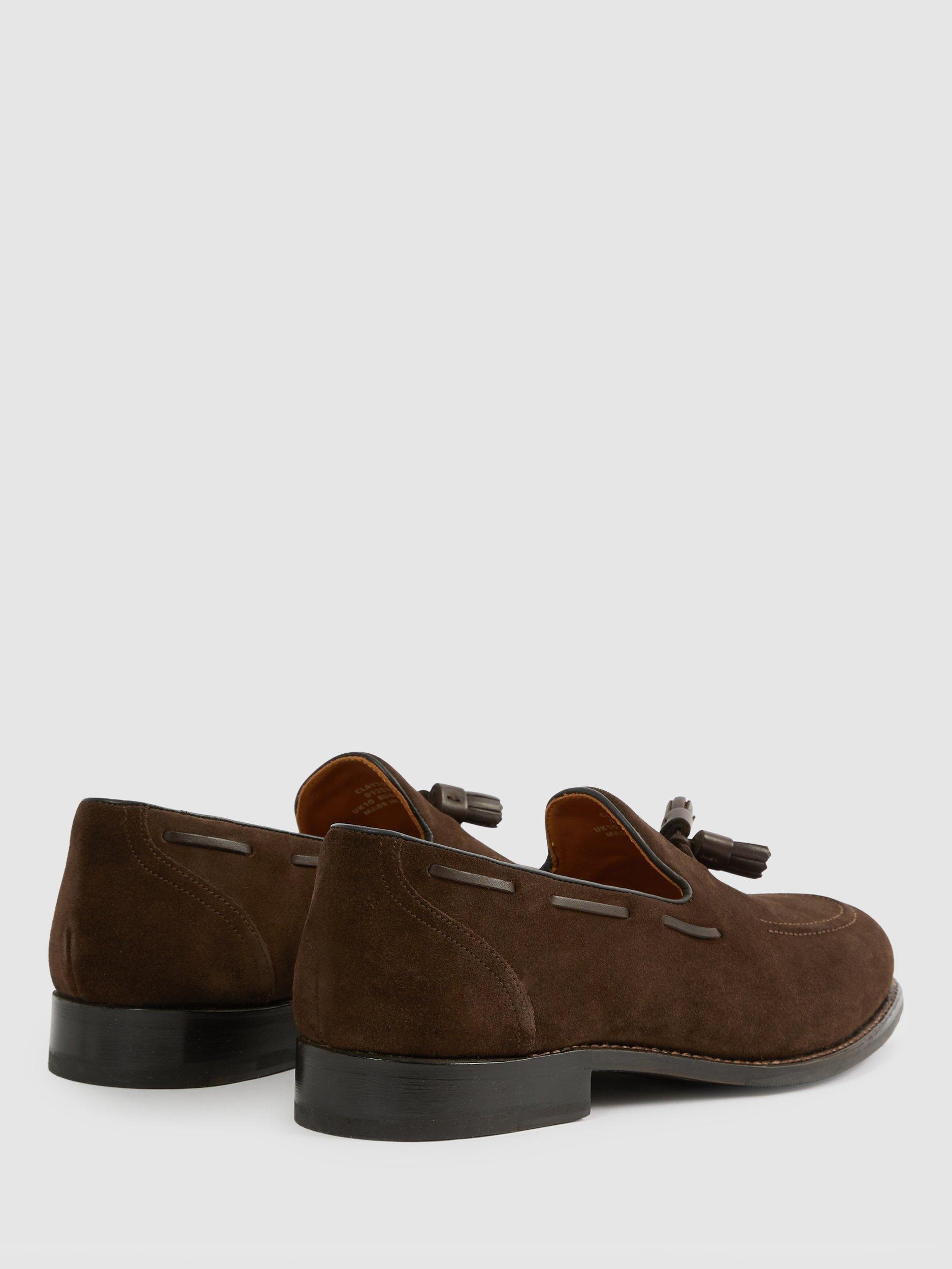 Product image 5 of 5, which shows Reiss Clayton Tasseled Suede Loafers, Dark Brown, 7