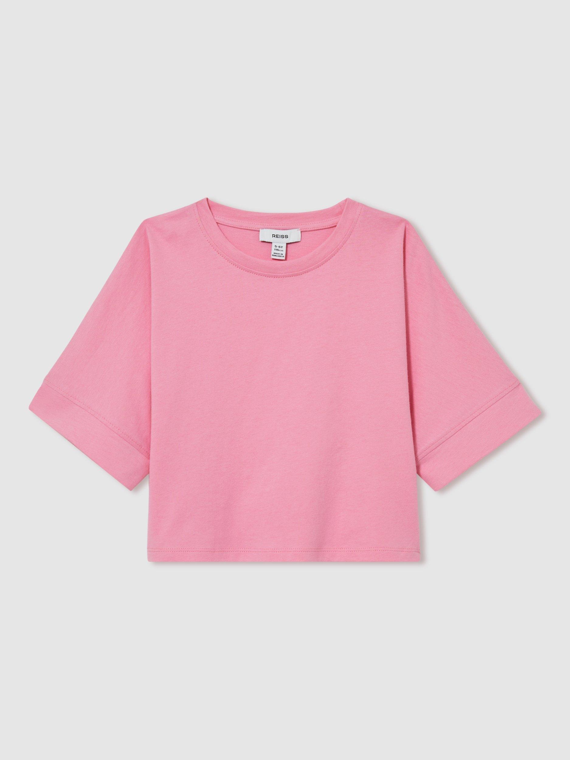 Reiss Kids' Lois Cotton Boxy Fit T-Shirt, Bright Pink
