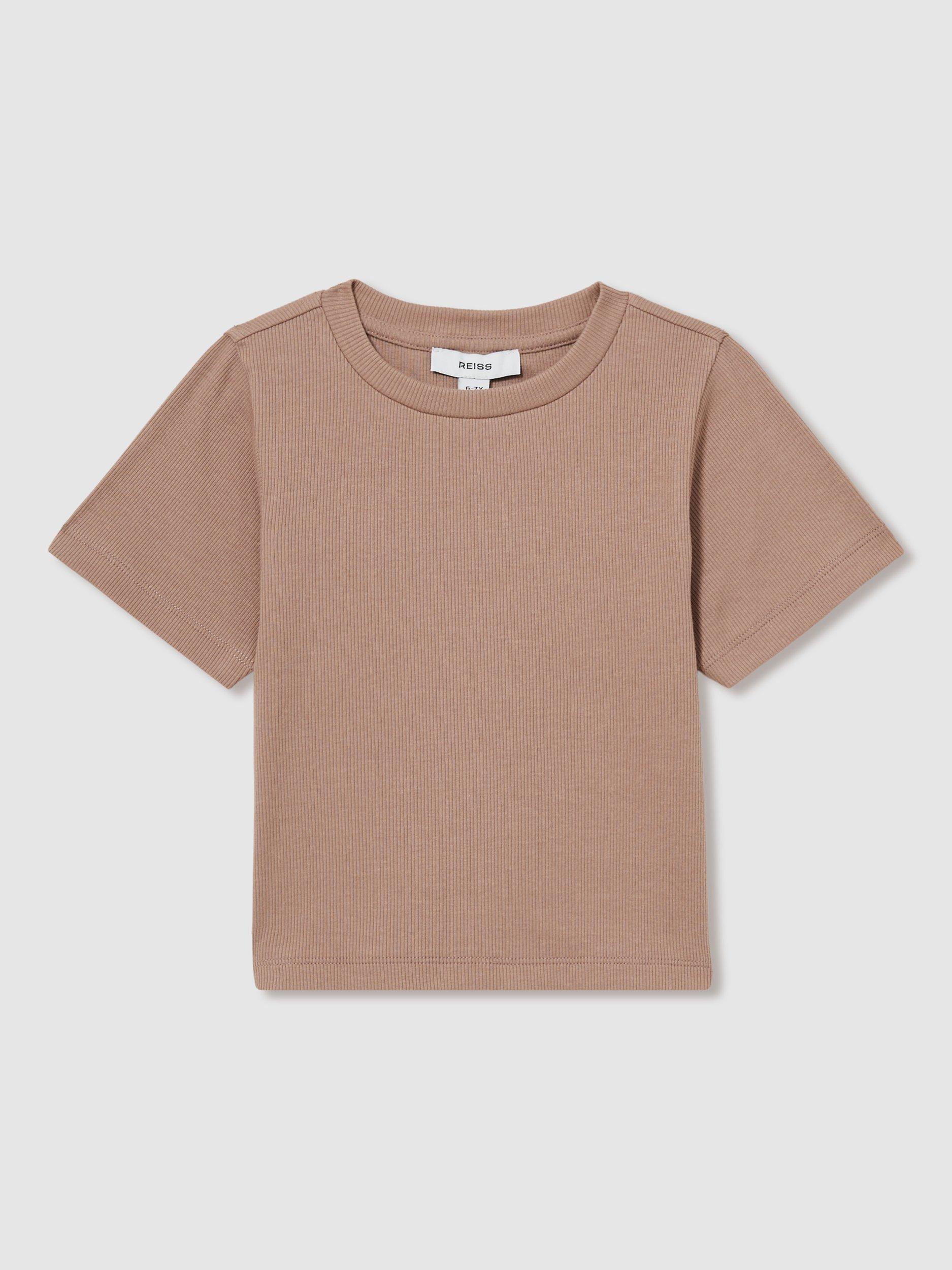 Product image 1 of 4, which shows Reiss Kids' Victoria Cotton Blend Crew Neck T-Shirt, Berry, 8-9 years