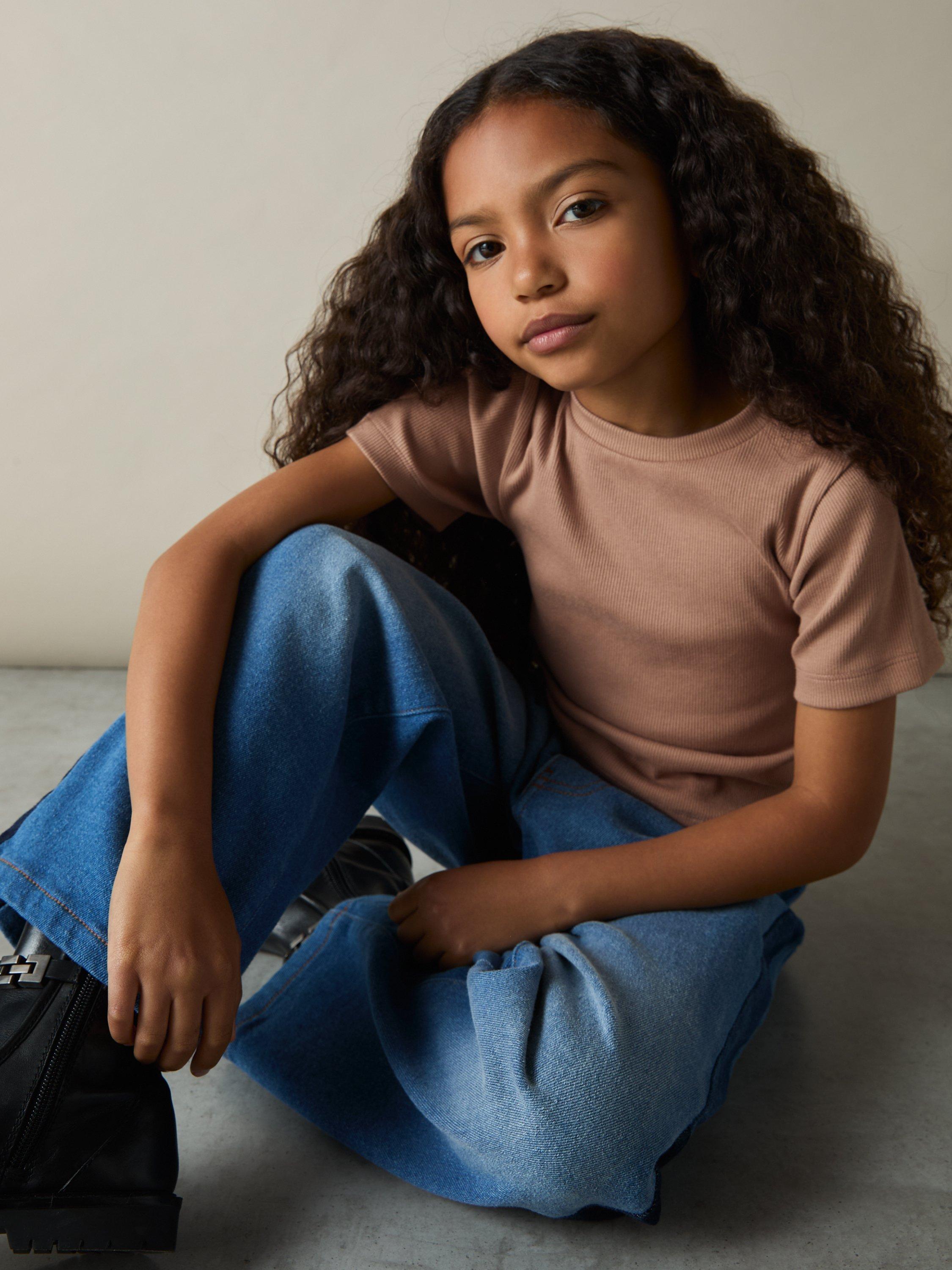 Product image 3 of 4, which shows Reiss Kids' Victoria Cotton Blend Crew Neck T-Shirt, Berry, 8-9 years
