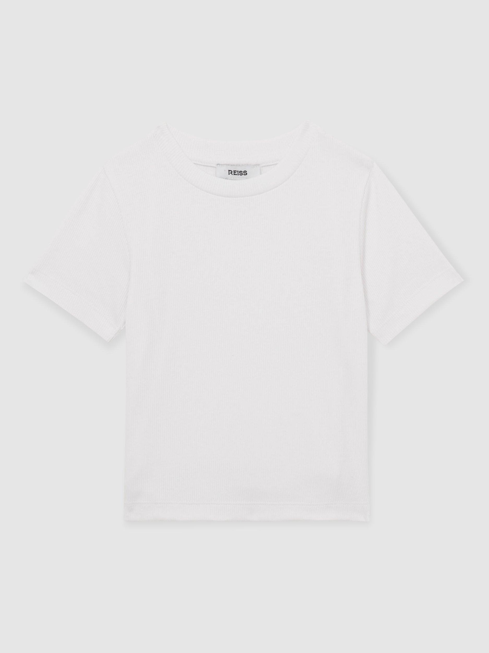 Product image 1 of 4, which shows Reiss Kids' Victoria Crew Neck T-Shirt, Ivory, 6-7 years