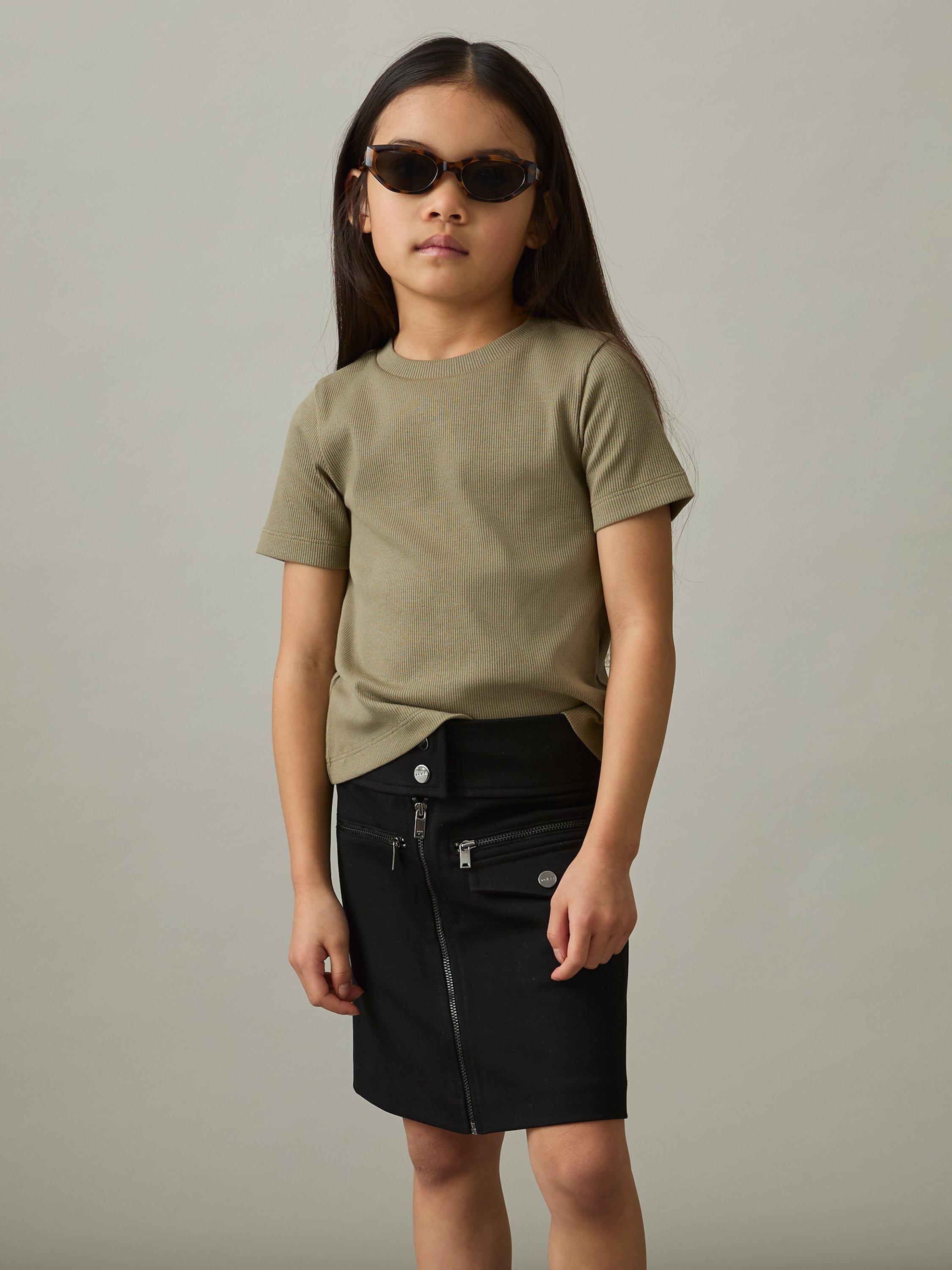 Product image 2 of 4, which shows Reiss Kids' Victoria Cotton Blend Crew Neck T-Shirt, Khaki, 8-9 years