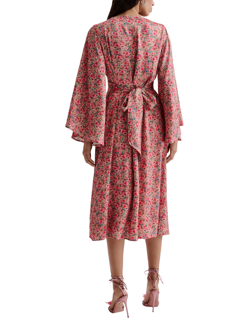 Product image 2 of 4, which shows Malina Auden Floral Midi Dress, Pink/Multi, XS