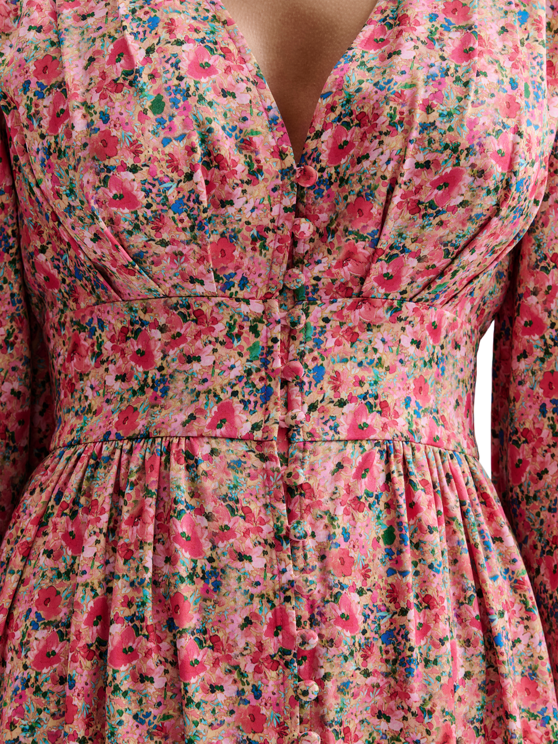 Product image 3 of 4, which shows Malina Auden Floral Midi Dress, Pink/Multi, XS