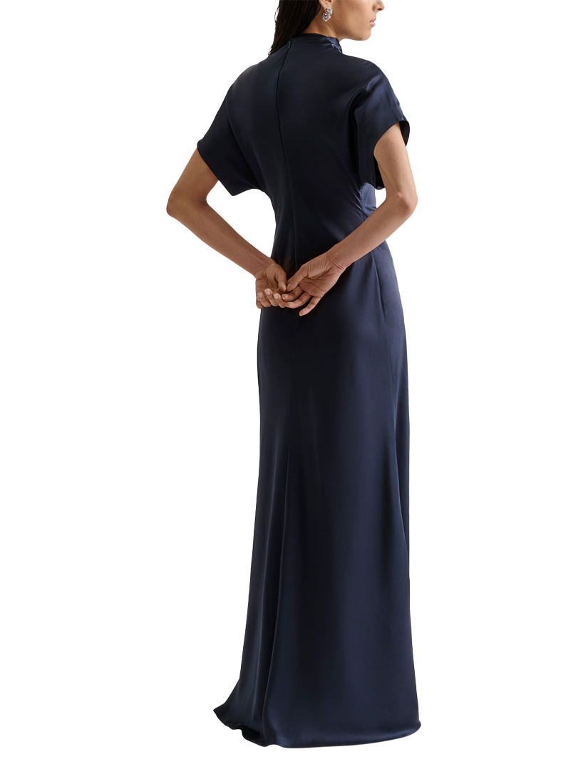 Product image 2 of 4, which shows Malina Alivia Satin Maxi Dress, Dark Blue, 18