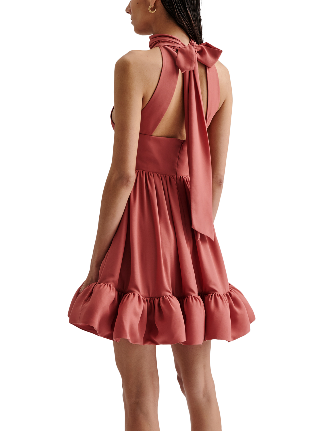 Product image 2 of 5, which shows Malina Fern Ruffle Mini Dress, Terracotta, XS