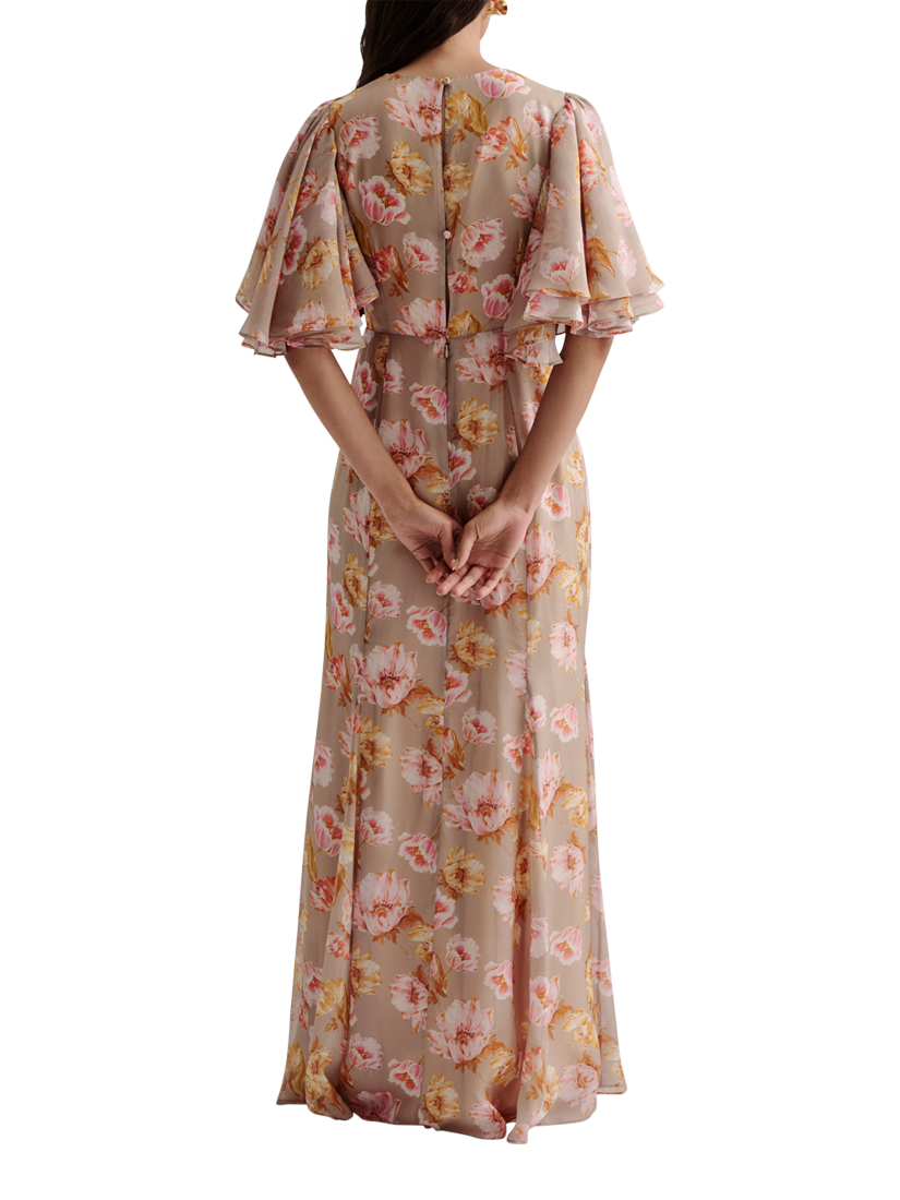 Product image 2 of 4, which shows Malina Ida Floral Silk Blend Maxi Dress, Champagne/Multi, 18