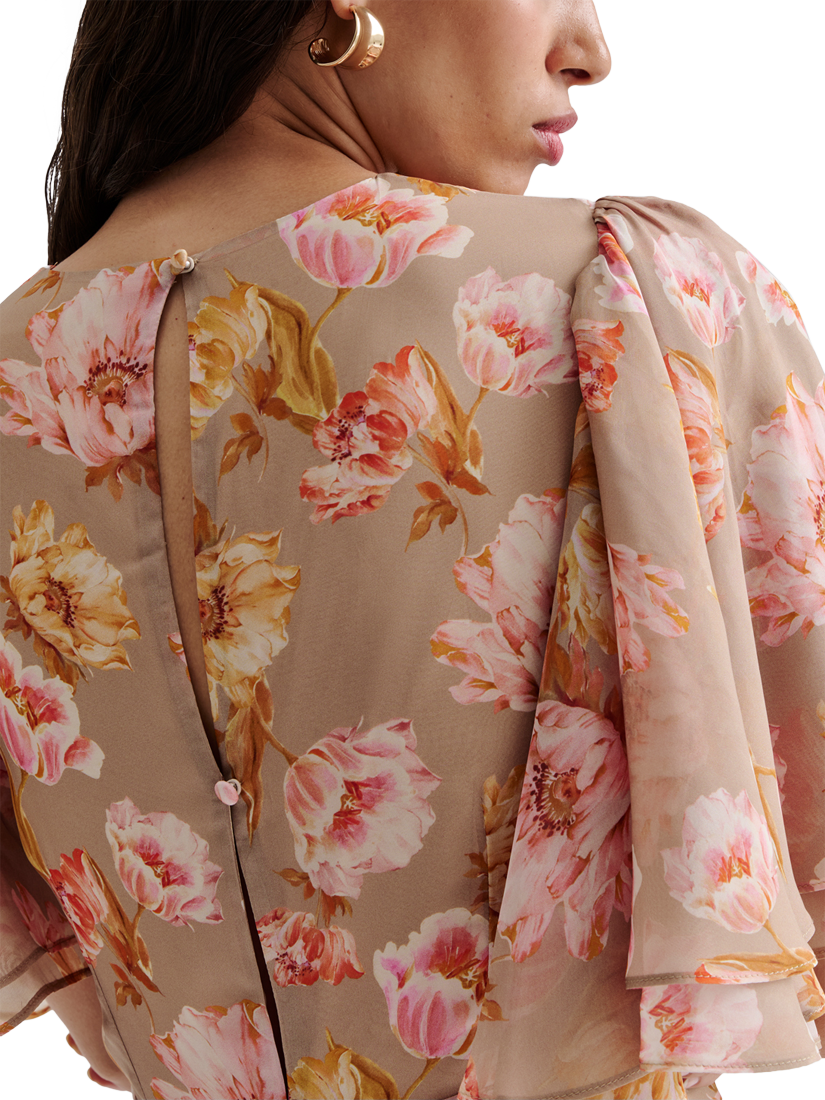 Product image 3 of 4, which shows Malina Ida Floral Silk Blend Maxi Dress, Champagne/Multi, 18