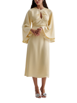Malina Isadora Wide Sleeve Midi Dress, Lemon, Lemon