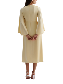 Malina Isadora Wide Sleeve Midi Dress, Lemon - view 2, Lemon