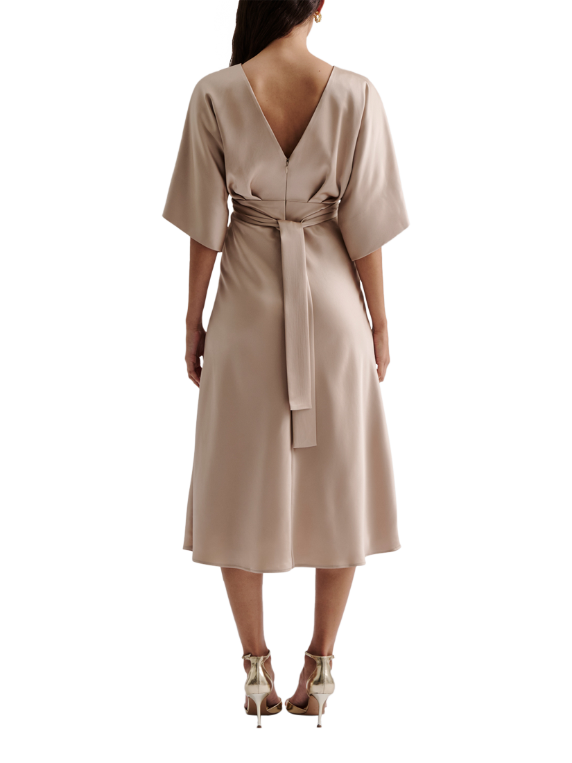 Product image 2 of 4, which shows Malina Juno Satin Midi Dress, Champagne, XS
