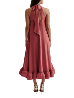 Malina Sabrina Halterneck Ruffle Maxi Dress, Terracotta - view 2, Terracotta