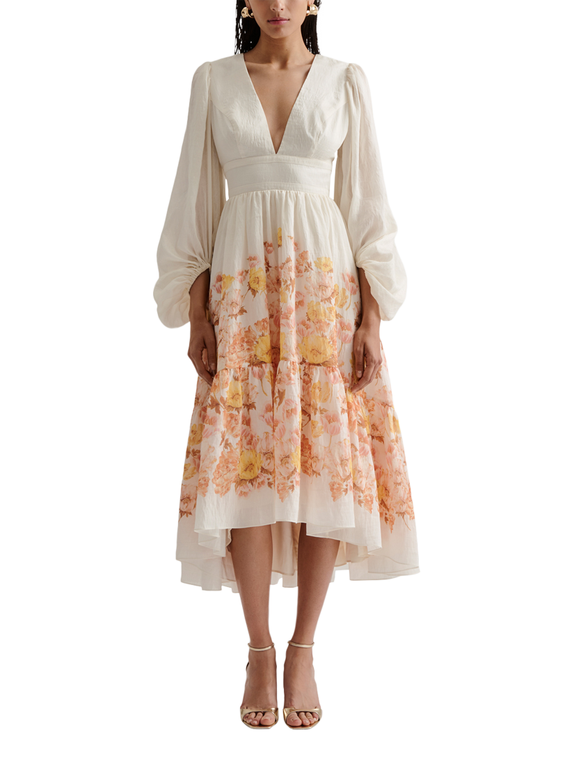 Product image 1 of 4, which shows Malina Sasia Floral Midi Dress, Cream/Multi, 8