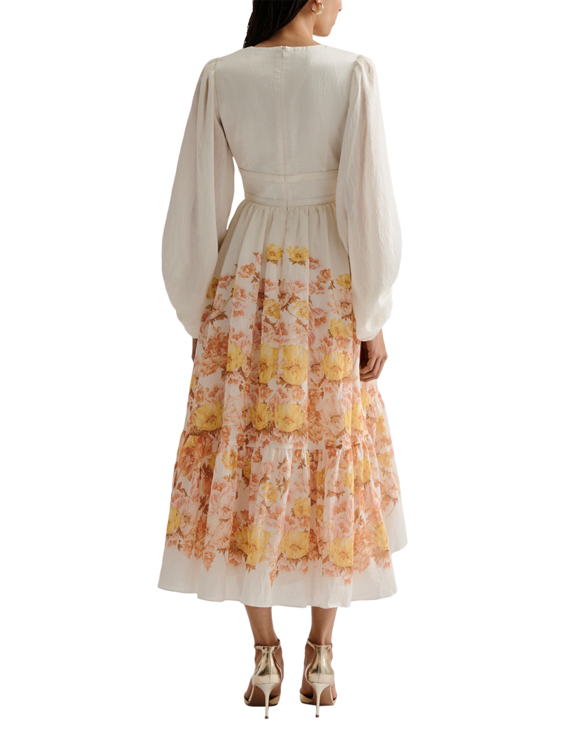 Product image 2 of 4, which shows Malina Sasia Floral Midi Dress, Cream/Multi, 8