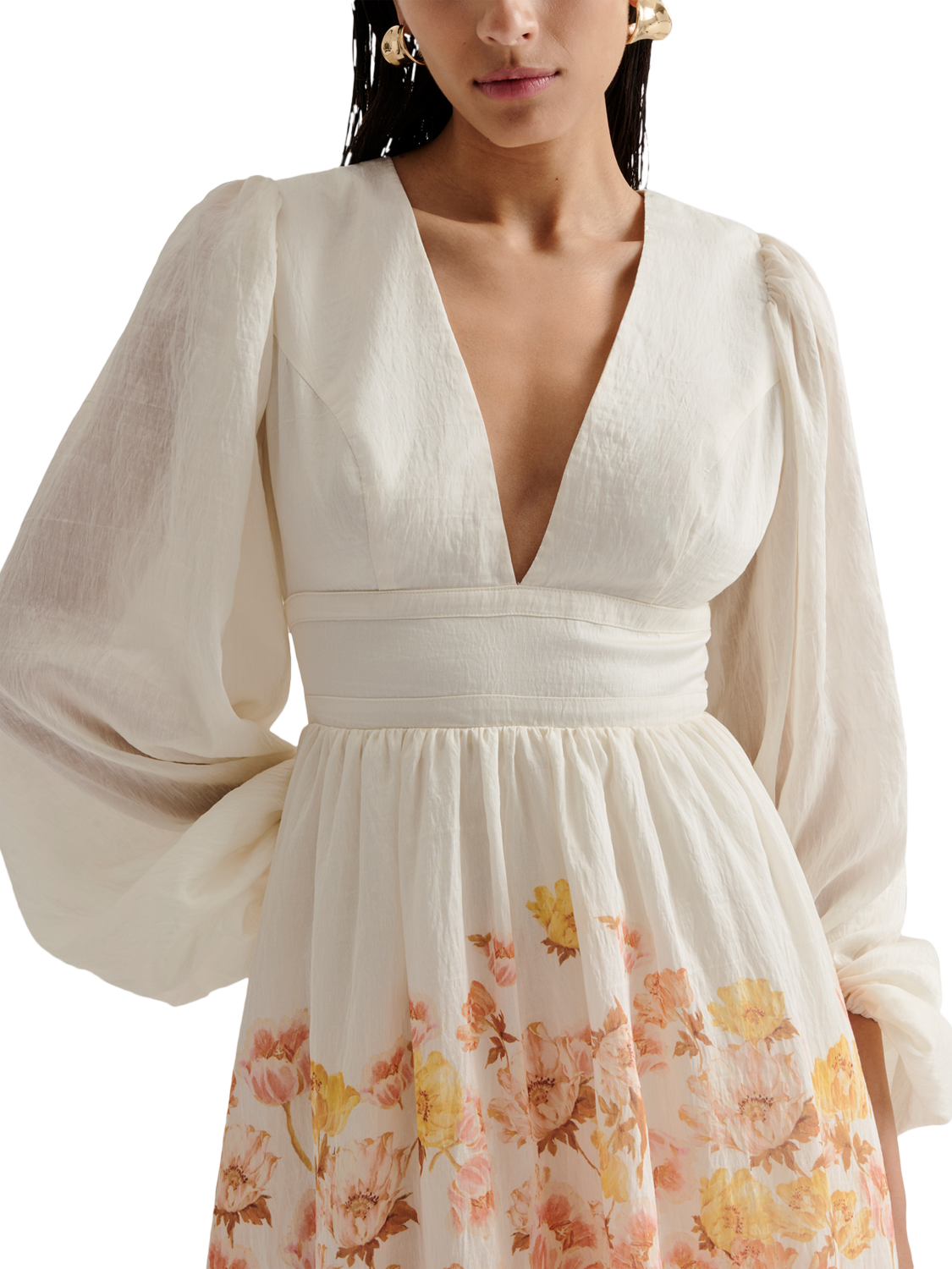 Product image 3 of 4, which shows Malina Sasia Floral Midi Dress, Cream/Multi, 8
