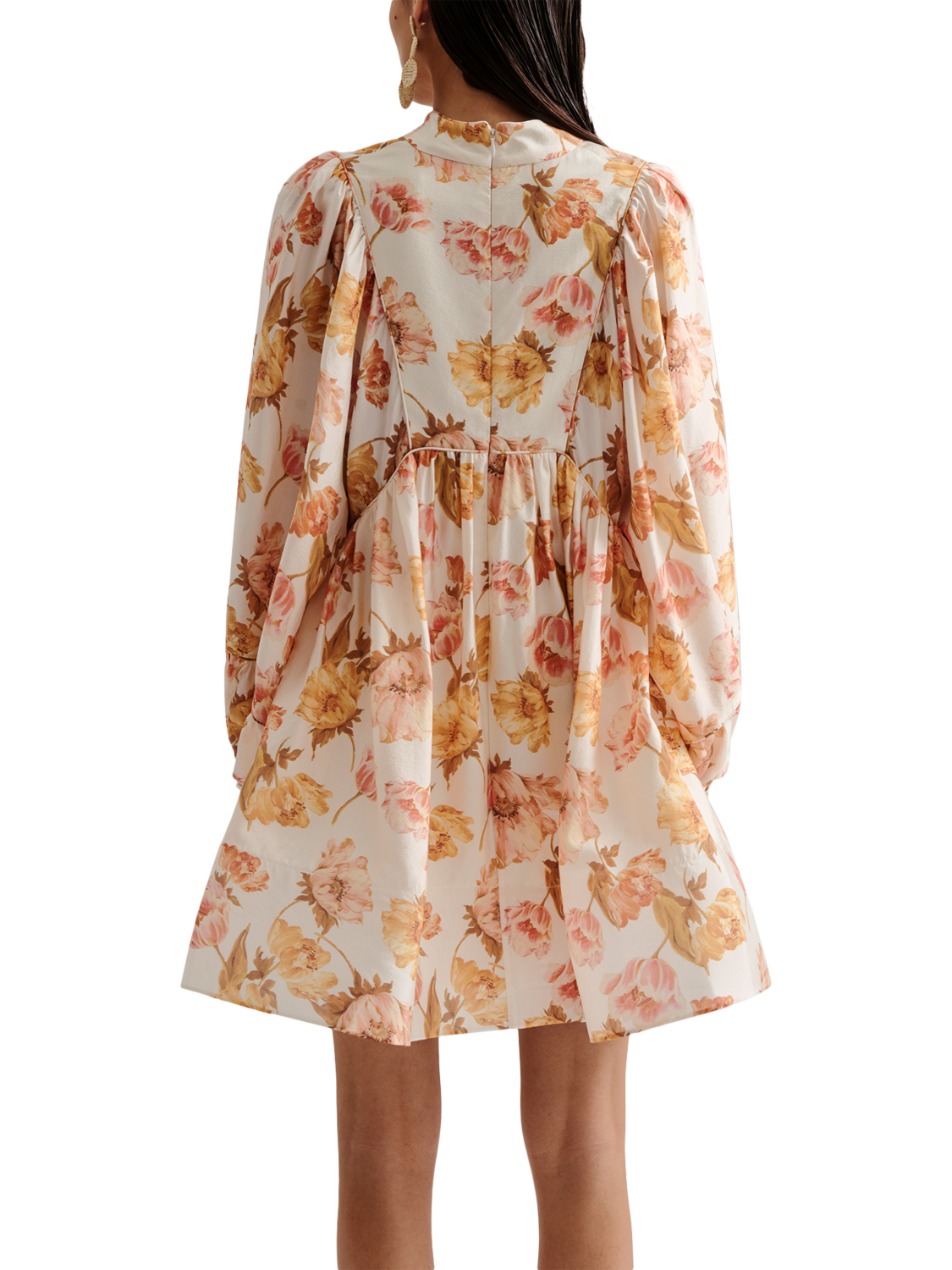 Product image 2 of 5, which shows Malina Tyra Floral High Neck Mini Dress, Cream/Multi, 16