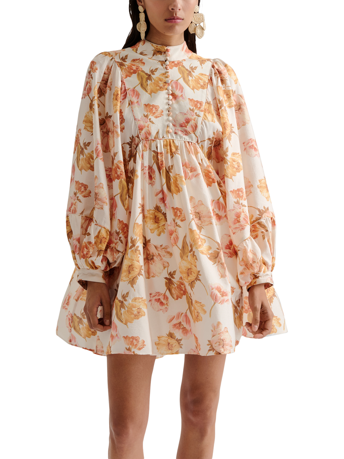 Product image 3 of 5, which shows Malina Tyra Floral High Neck Mini Dress, Cream/Multi, 16