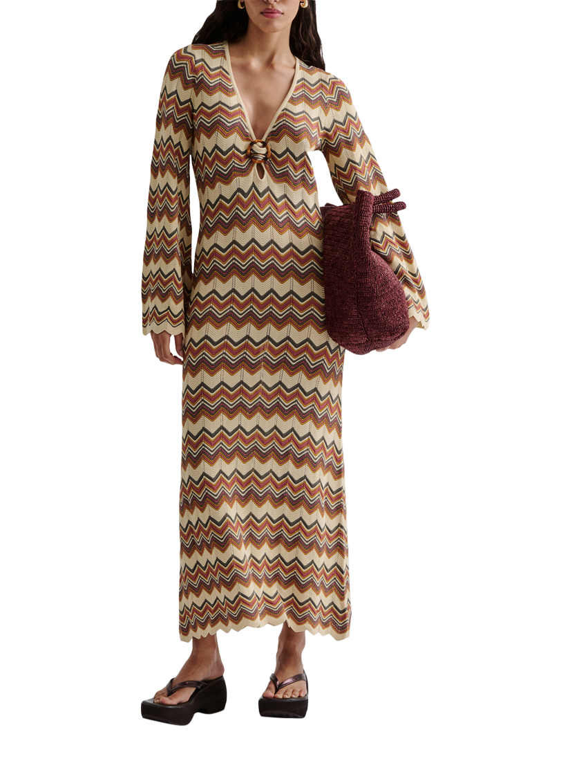 Product image 1 of 4, which shows Malina Zinna Stripe Knitted Dress, Multi, S