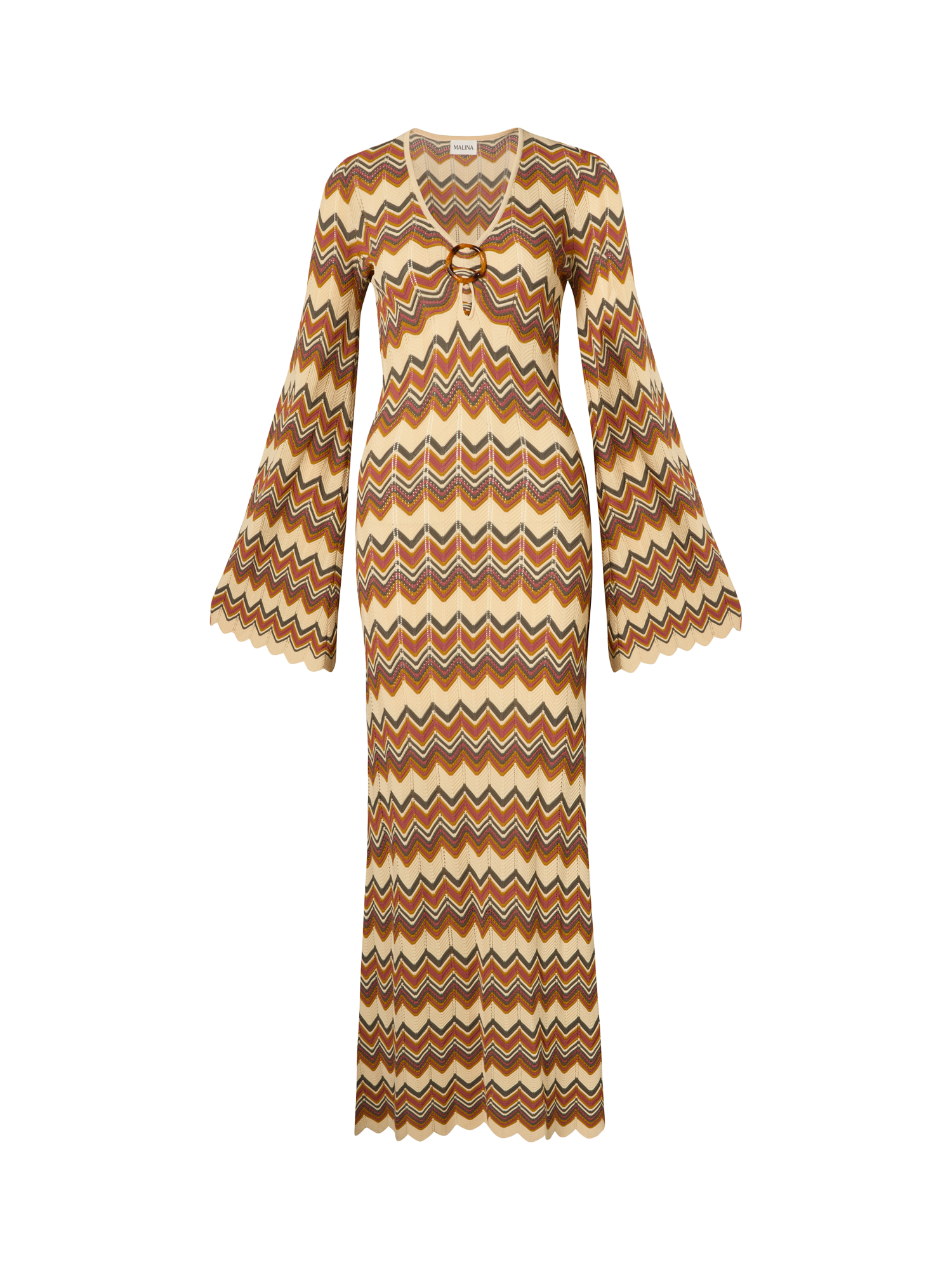 Product image 4 of 4, which shows Malina Zinna Stripe Knitted Dress, Multi, S