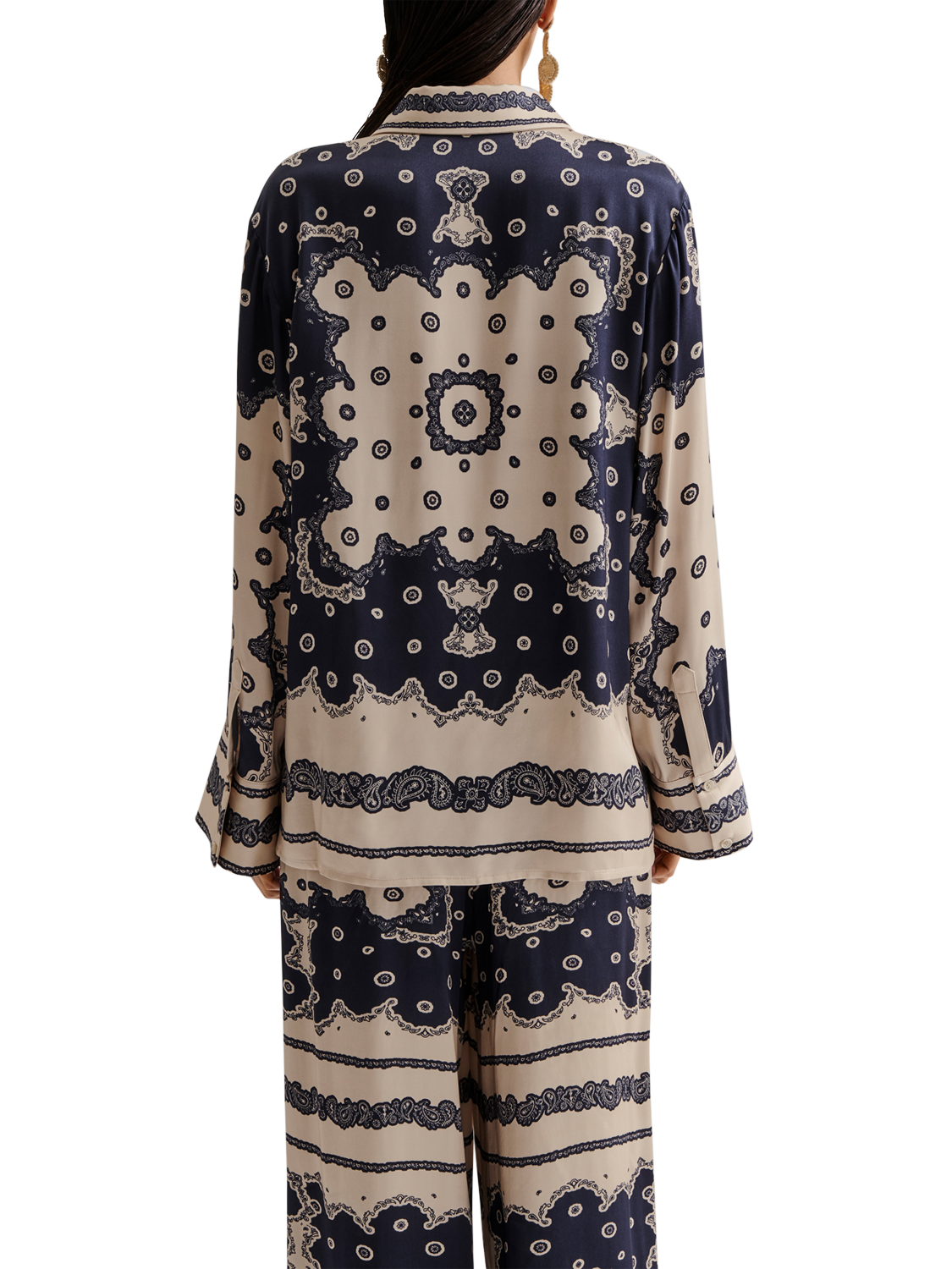 Product image 2 of 5, which shows Malina Meya Bandana Print Shirt, Navy/Multi, XS