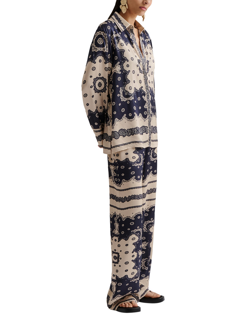 Product image 3 of 5, which shows Malina Meya Bandana Print Shirt, Navy/Multi, XS