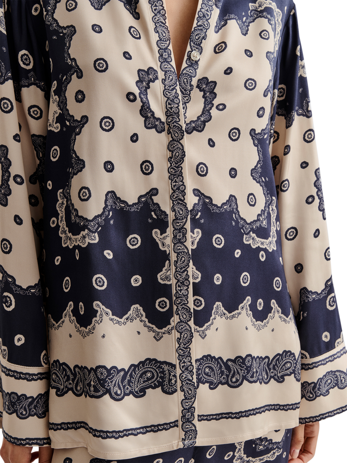 Product image 4 of 5, which shows Malina Meya Bandana Print Shirt, Navy/Multi, XS