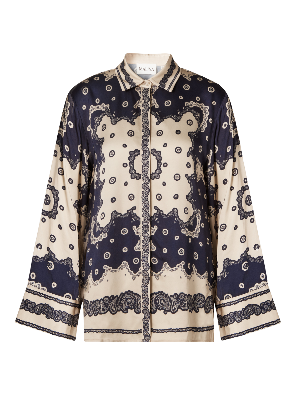 Product image 5 of 5, which shows Malina Meya Bandana Print Shirt, Navy/Multi, XS