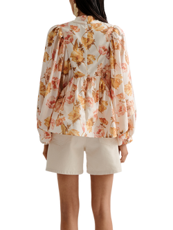Malina Pernilla Floral High Neck Blouse, Cream/Multi - view 2, Cream/Multi