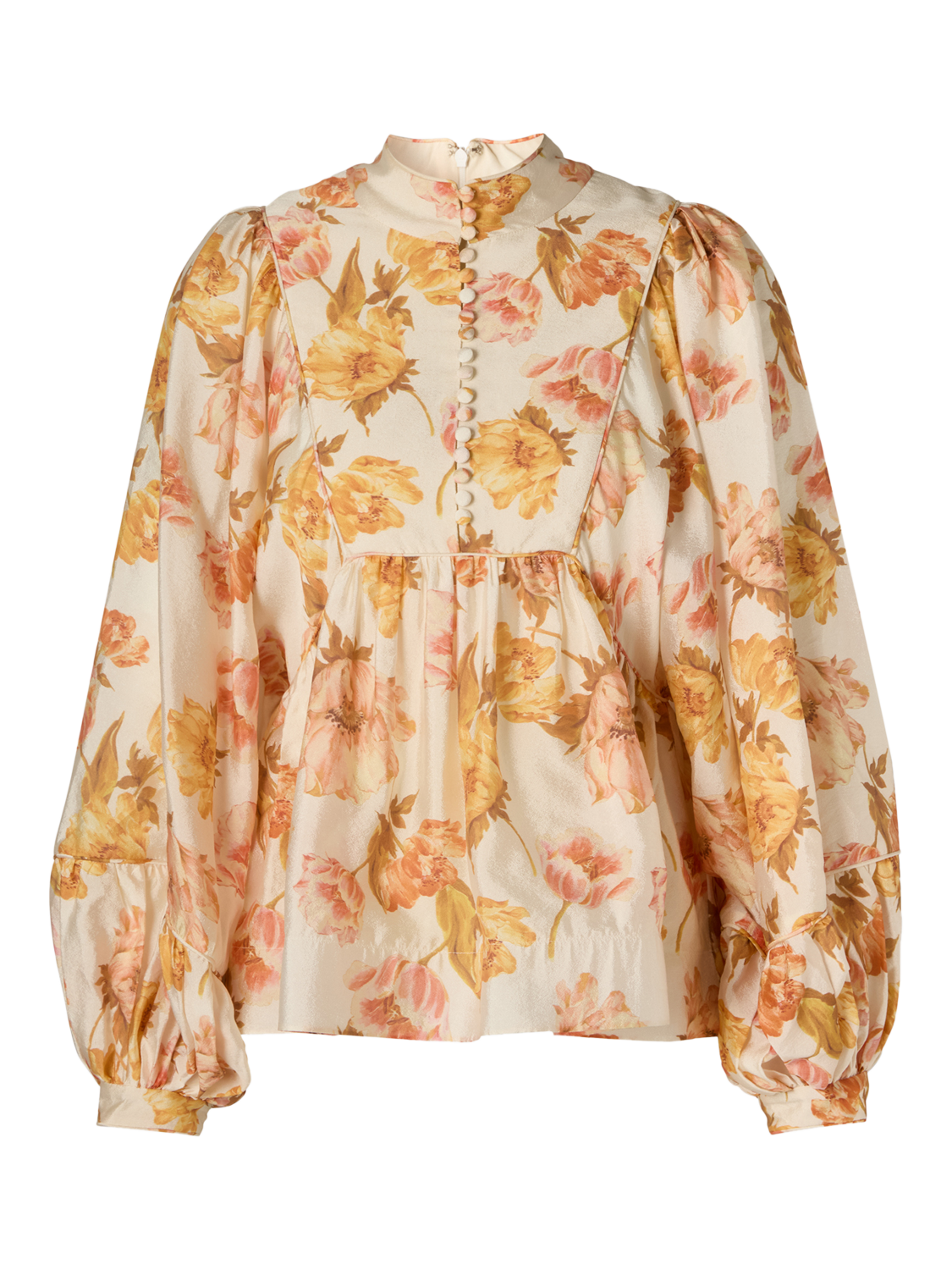Product image 5 of 5, which shows Malina Pernilla Floral High Neck Blouse, Cream/Multi, 18