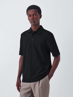 John Lewis Short Sleeve Supima Cotton Pique Polo Shirt, Black, Black