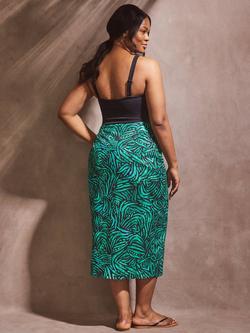 Live Unlimited Curve Abstract Print Sarong Skirt, Green - view 2, Green