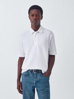 John Lewis Short Sleeve Supima Cotton Pique Polo Shirt, White, White