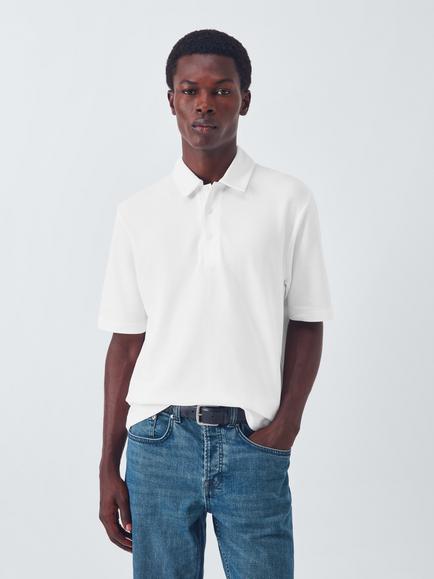 John Lewis Short Sleeve Supima Cotton Pique Polo Shirt, White
