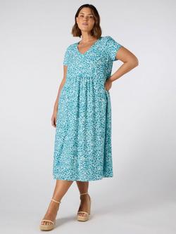 Live Unlimited Curve Ditsy Print Midi Dress, Blue, Blue