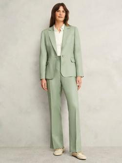 Hobbs Petite Marietta Linen Straight Leg Trousers, Sage Green, Sage Green
