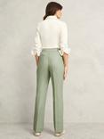 Hobbs Petite Marietta Linen Straight Leg Trousers, Sage Green, Sage Green