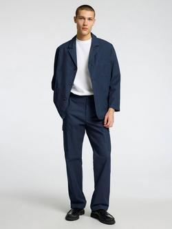 Selected Declan Cotton Blazer, Mid Blue - view 2, Mid Blue