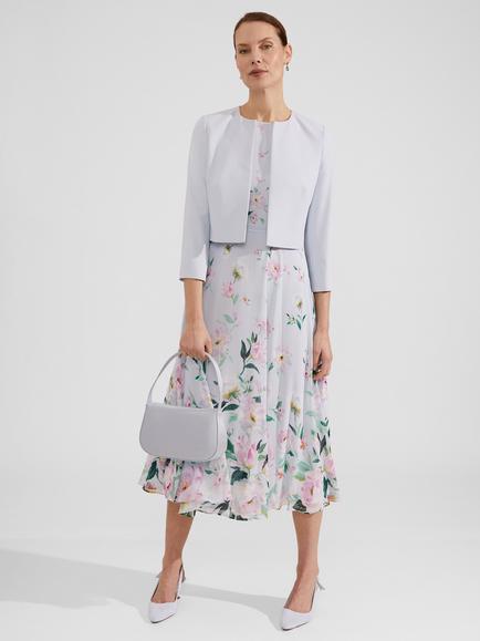 Hobbs Elize Cropped Boxy Jacket, Pale Blue