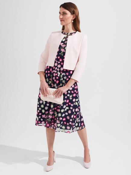 Hobbs Elize Cropped Boxy Jacket, Pale Pink